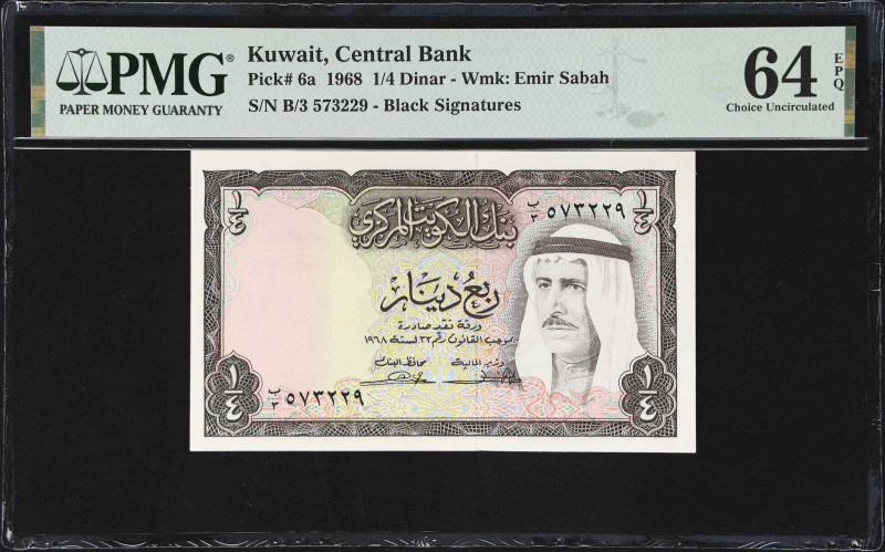 KUWAIT. Central Bank of Kuwait. 1/4 Dinar, 1968. P-6a. PMG Choice Uncirculated 6...