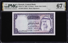 KUWAIT. Central Bank of Kuwait. 1/2 Dinar, 1968. P-7a. PMG Superb Gem Uncirculated 67 EPQ.
From the Scott Lindquist Collection.

Estimate: $100.00-...