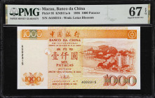 MACAU (SAR). Banco da China. 1000 Patacas, 1995. P-95. KNB11a-b. PMG Superb Gem Uncirculated 67 EPQ.

Estimate: $300.00- $500.00