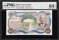 MALAWI. Reserve Bank of Malawi. 10 Kwacha, 1979. P-16c. PMG Choice Uncirculated 64 EPQ.
Rare in this grade.

Estimate: $300.00- $500.00