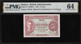 MALAYA. Lot of (4). Board of Commissioners of Currency Malaya. 5, 10, 20 & 50 Cents, 1941. P-7a, 8a, 9a & 10b. KNB7a, KNB8a, KNB9b, & KNB10d. PMG Choi...