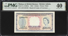 MALAYA AND BRITISH BORNEO. Board of Commissioners of Currency. 1 Dollar, 1953. P-1a. KNB1a. PMG Extremely Fine 40.

Estimate: $100.00- $200.00