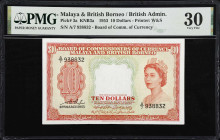 MALAYA AND BRITISH BORNEO. Board of Commissioners of Currency. 10 Dollars, 1953. P-3a. KNB3a. PMG Very Fine 30.

Estimate: $150.00- $250.00