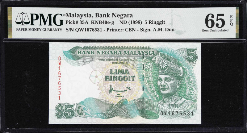 MALAYSIA. Lot of (4). Bank Negara Malaysia. 5 & 100 Ringgit, ND (1998-2012). P-3...