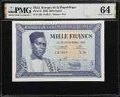 MALI. Banque de la Republique du Mali. 1000 Francs, 1960. P-4. PMG Choice Uncirculated 64.

Estimate: $100.00- $200.00