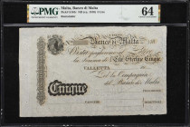 MALTA. Lot of (3). Banco di Malta. 5, 20 & 100 Lire, ND (ca. 1810). P-S161r, S163r & S165r. Remainders. PMG Choice Uncirculated 64.
PMG Comments "Sel...