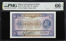 MALTA. Government of Malta. 10 Shillings, ND (1940). P-19. PMG Gem Uncirculated 66 EPQ.

Estimate: $250.00- $350.00
