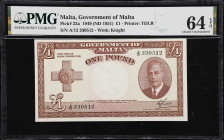 MALTA. Government of Malta. 1 Pound, 1949 (ND 1951). P-22a. PMG Choice Uncirculated 64 EPQ.

Estimate: $50.00- $100.00