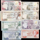 MALTA. Lot of (8). Central Bank of Malta. 1, 2, 5, 10 & 20 Liri, 1979-86. P-34a, 34b, 35a, 36a, 37, 38, 39 & 40. Very Fine to Uncirculated.
From the ...