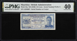 MAURITIUS. Government of Mauritius. 25 Cents, ND (1940). P-24a. PMG Extremely Fine 40.

Estimate: $150.00- $250.00