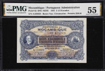 MOZAMBIQUE. Banco Nacional Ultramarino. 2 1/2 Escudos, 1941. P-82. BNU MZ85. PMG About Uncirculated 55.

Estimate: $300.00- $500.00
