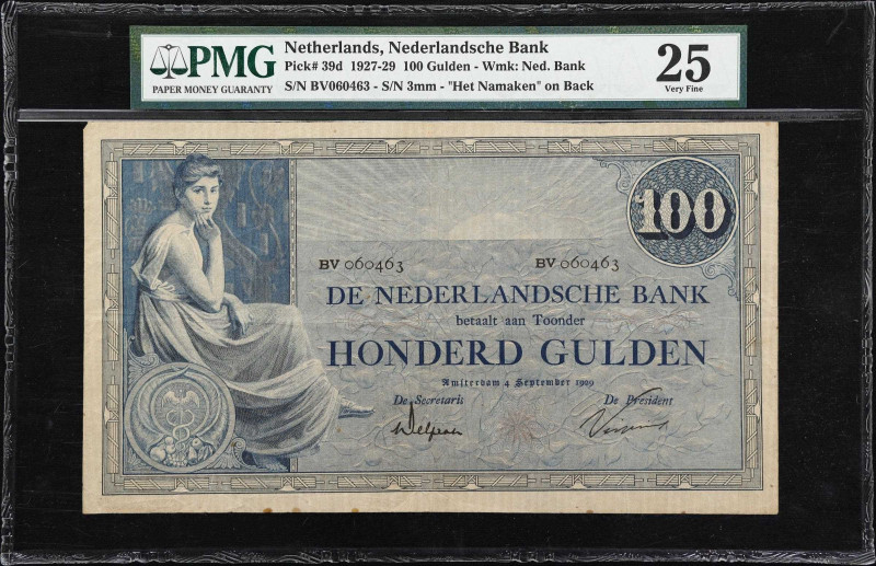 NETHERLANDS. Nederlandsche Bank. 100 Gulden, 1929. P-39d. PMG Very Fine 25.
Dat...