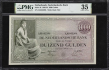 NETHERLANDS. Nederlandsche Bank. 1000 Gulden, 1926. P-48. PMG Choice Very Fine 35.
A large size 1926 1000 Gulden showing the early 1926 date. Mid-gra...
