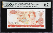NEW ZEALAND. Lot of (2). Reserve Bank of New Zealand. 1 Pound & 5 Dollars, ND (1956-92). P-159c & 171c. PMG Choice Uncirculated 64 & Superb Gem Uncirc...