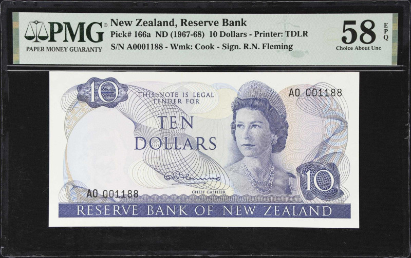 NEW ZEALAND. Reserve Bank of New Zealand. 10 Dollars, ND (1967-68). P-166a. PMG ...