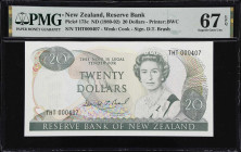 NEW ZEALAND. Lot of (2). Reserve Bank of New Zealand. 20 & 50 Dollars, ND (1983-92). P-173c & 174b. Matching Serial Numbers. PMG Gem Uncirculated 66 E...