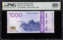 NORWAY. Norges Bank. 1000 Kroner, 2019. P-57a. PMG Superb Gem Uncirculated 68 EPQ.

Estimate: $250.00- $450.00
