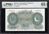 PAKISTAN. Government of Pakistan. 100 Rupees, ND (1948). P-7. PMG Gem Uncirculated 65 EPQ.
Highest denomination of the crescent moon and star series ...