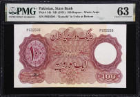 PAKISTAN. State Bank of Pakistan. 100 Rupees, ND (1951). P-14b. PMG Choice Uncirculated 63.
PMG Comments "Staple Holes at Issue, Spindle Holes, Minor...