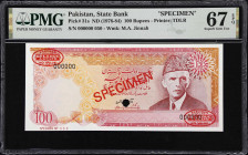 PAKISTAN. State Bank of Pakistan. 100 Rupees, ND (1976-84). P-31s. Specimen. PMG Superb Gem Uncirculated 67 EPQ.

Estimate: $200.00- $400.00