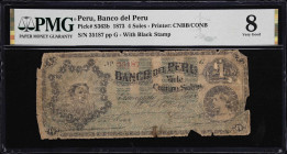 PERU. Lot of (3). Banco del Peru. 1, 2 & 4 Soles, 1864-73. P-S361a, S362 & S363b. PMG Good 4 & Very Good 8.
PMG Comments "Tape Repair" on P-S361a.
...