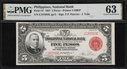 PHILIPPINES. Philippine National Bank. 5 Pesos, 1937. P-57. PMG Choice Uncirculated 63.

Estimate: $150.00- $200.00