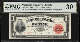 PHILIPPINES. Treasury of the Philippine Islands. 1 Peso, 1924. P-68a. PMG Very Fine 30.
PMG Comments "Foreign Substance."

Estimate: $100.00- $200....