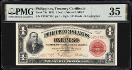 PHILIPPINES. Treasury of the Philippine Islands. 1 Peso, 1929. P-73a. PMG Choice Very Fine 35.

Estimate: $100.00- $200.00