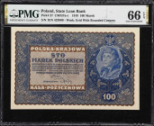 POLAND. Polska Krajowa Kasa Pozyczkowa. 100 & 5000 Marek, 1919-20. P-27 & 31. CM#27c & CM#31c. PMG Gem Uncirculated 66 EPQ.
PMG Gem Uncirculated 66 E...