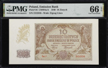 POLAND. Bank Emisyjny w Polsce. 10, 20 & 50 Zlotych, 1940. P-94, 95 & 96. CM#94a, CM#95a, & CM#96. PMG Choice Uncirculated 64 & Superb Gem Uncirculate...