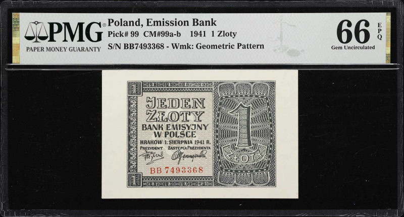 POLAND. Bank Emisyjny w Polsce. 1, 5 & 50 Zlotych, 1941. P-99, 101 & 102. CM#99b...