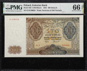 POLAND. Bank Emisyjny w Polsce. 100 Zlotych, 1941. P-103. CM#103b. PMG Gem Uncirculated 66 EPQ.
PMG Gem Uncirculated 66 EPQ.

Estimate: $150.00- $2...
