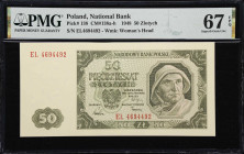 POLAND. Narodowy Bank Polski. 50 & 500 Zlotych, 1948. P-138 & 140. CM#138h & CM#140d. PMG Gem Uncirculated 66 EPQ & Superb Gem Uncirculated 67 EPQ.
P...