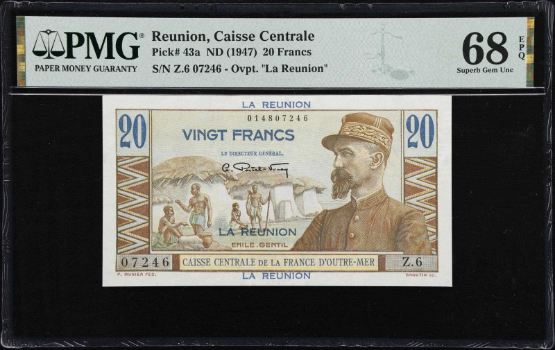 REUNION. Caisse Centrale de la France d'Outre-Mer. 20 Francs, ND (1947). P-43a. ...