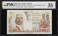 REUNION. Caisse Centrale de la France d'Outre-Mer. 100 Francs, ND (1947). P-45a. PMG Choice Very Fine 35.
PMG Comments "Pinholes."

Estimate: $150....