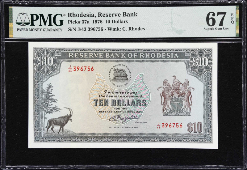 RHODESIA. Lot of (3). Reserve Bank of Rhodesia. 2, 5 & 10 Dollars, 1976-79. P-36...