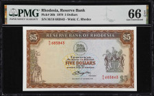 RHODESIA. Reserve Bank of Rhodesia. 5 Dollars, 1978. P-36b. PMG Gem Uncirculated 66 EPQ.

Estimate: $100.00- $200.00