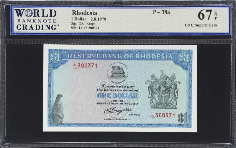 RHODESIA. Reserve Bank of Rhodesia. 1 Dollar, 1979. P-38a. WBG Superb Gem Uncirc...