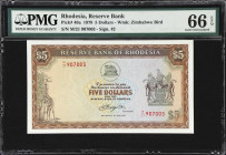RHODESIA. Reserve Bank of Rhodesia. 5 Dollars, 1979. P-40a. PMG Gem Uncirculated 66 EPQ.

Estimate: $75.00- $125.00