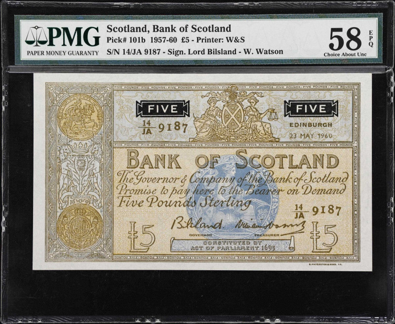 SCOTLAND. Lot of (2). Bank of Scotland & Royal Bank of Scotland. 5 Pounds, 1952-...