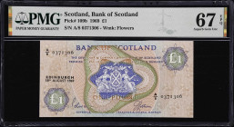 SCOTLAND. Bank of Scotland. 1 Pound, 1969. P-109b. PMG Superb Gem Uncirculated 67 EPQ.
From the Scott Lindquist Collection.

Estimate: $75.00- $150...