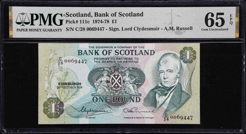 SCOTLAND. Lot of (6). Bank of Scotland. 1 & 5 Pounds, 1974-87. P-111c, 111e*, 11...