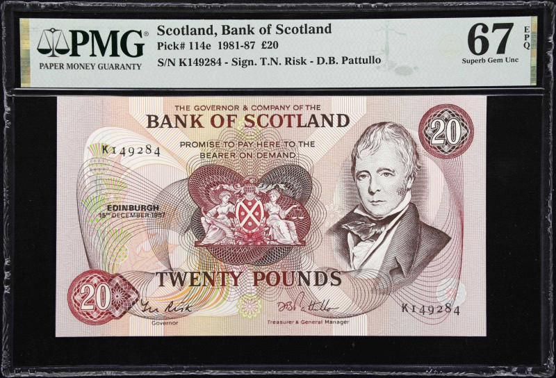 SCOTLAND. Bank of Scotland. 20 Pounds, 1987. P-114e. PMG Superb Gem Uncirculated...