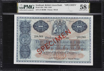 SCOTLAND. British Linen Bank. 100 Pounds, 1962. P-165s. Specimen. PMG Choice About Uncirculated 58 EPQ.

Estimate: $200.00- $400.00