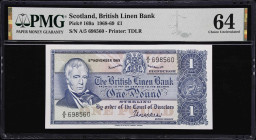 SCOTLAND. Lot of (2). British Linen Bank. 1 Pound Sterling, 1969-70. P-169a & 169b. PMG Choice Uncirculated 64 & Gem Uncirculated 65 EPQ.
From the Sc...