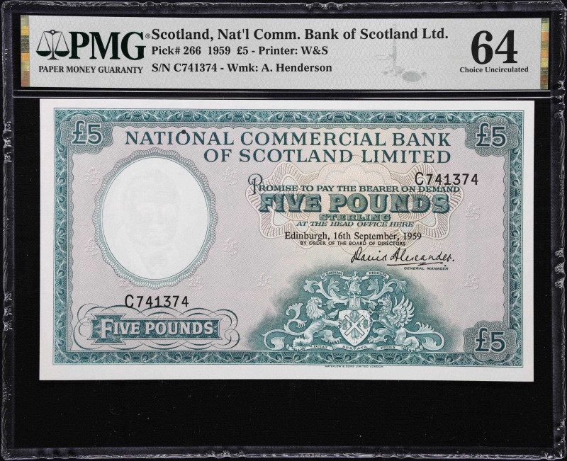 SCOTLAND. National Commercial Bank of Scotland Limited. 5 Pounds, 1959. P-266. P...