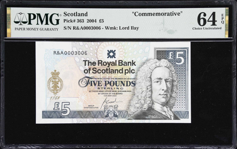 SCOTLAND. Lot of (5). Royal Bank of Scotland PLC. 5 & 10 Pounds Sterling, 2002-1...