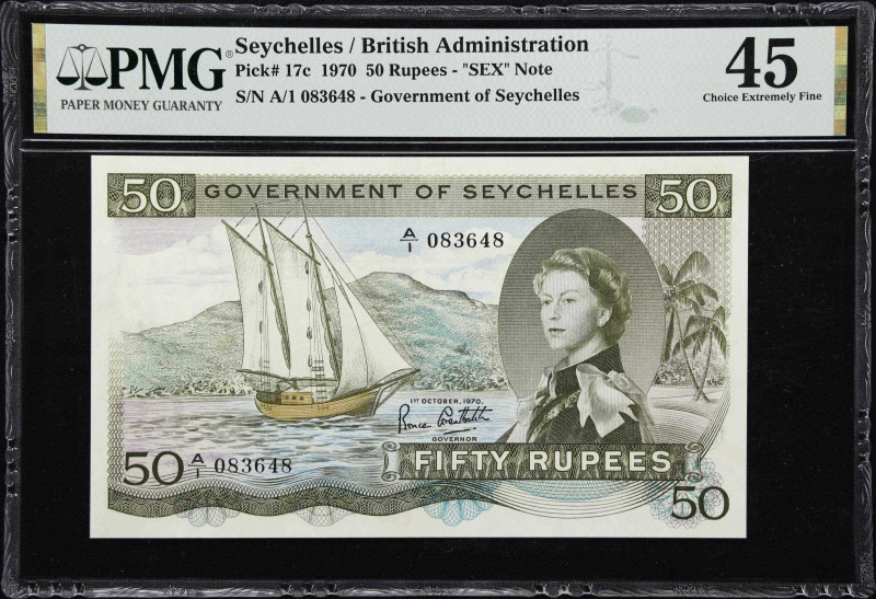 SEYCHELLES. Government of Seychelles. 50 Rupees, 1970. P-17c. PMG Choice Extreme...