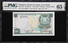 SINGAPORE. Board of Commissioners of Currency. 5 Dollars, ND (1967-72). P-2d. TAN#O-2d. PMG Gem Uncirculated 65 EPQ.

Estimate: $200.00- $400.00