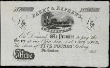 SOUTH AFRICA. Barry & Nephews. 5 Pounds, 185x. P-Unlisted. Remainder. Extremely Fine.

Estimate: $100.00- $200.00